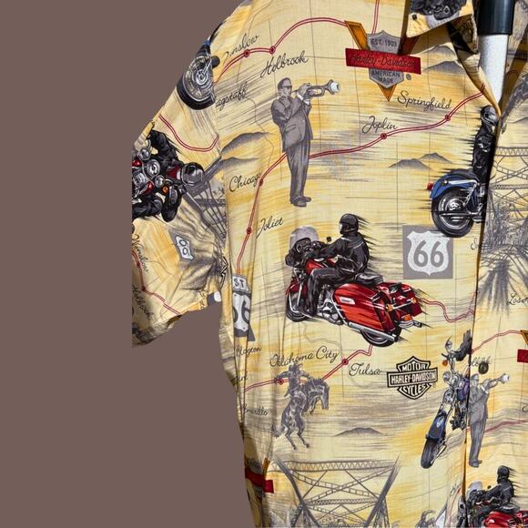 Harley-Davidson Route 66 Shirt | Viscose Aloha | Size XL | Vintage - Picture 2 of 5